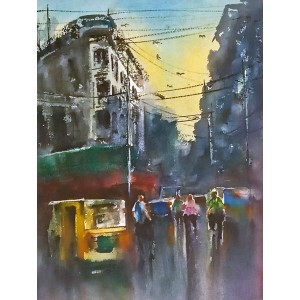 Farrukh Naseem, 15 x 21 Inch, Acrylic on Canvas, Cityscape Painting,AC-FN-121 Farrukh Naseem, 15 x 21 Inch, Acrylic on Canvas, Cityscape Painting,AC-FN-121